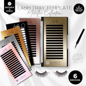 Lash Tray Template: Metallic Collection, Canva Mockup (Digital Download)