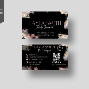 DIY Luxus Visitenkarte in Schwarz und Roségold, bearbeitbare Visitenkarte Canva Template, druckbare Visitenkarte, Visitenkartendesign, BT-BRG