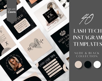 Lash Tech Instagram Templates, Lash Artist Canva Posts (Digital Download)