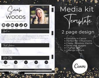 Canva Media Kit Template: 2-Page Influencer Press Kit (Digital Download)