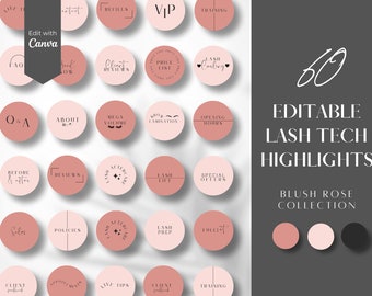 Blush Pink Lash Tech Instagram Highlight Covers (60 modificabili)