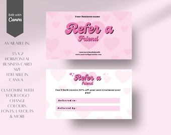 Retro Beauty Referral Card: VIP Rewards, Loyalty Punch Card (Canva Template)