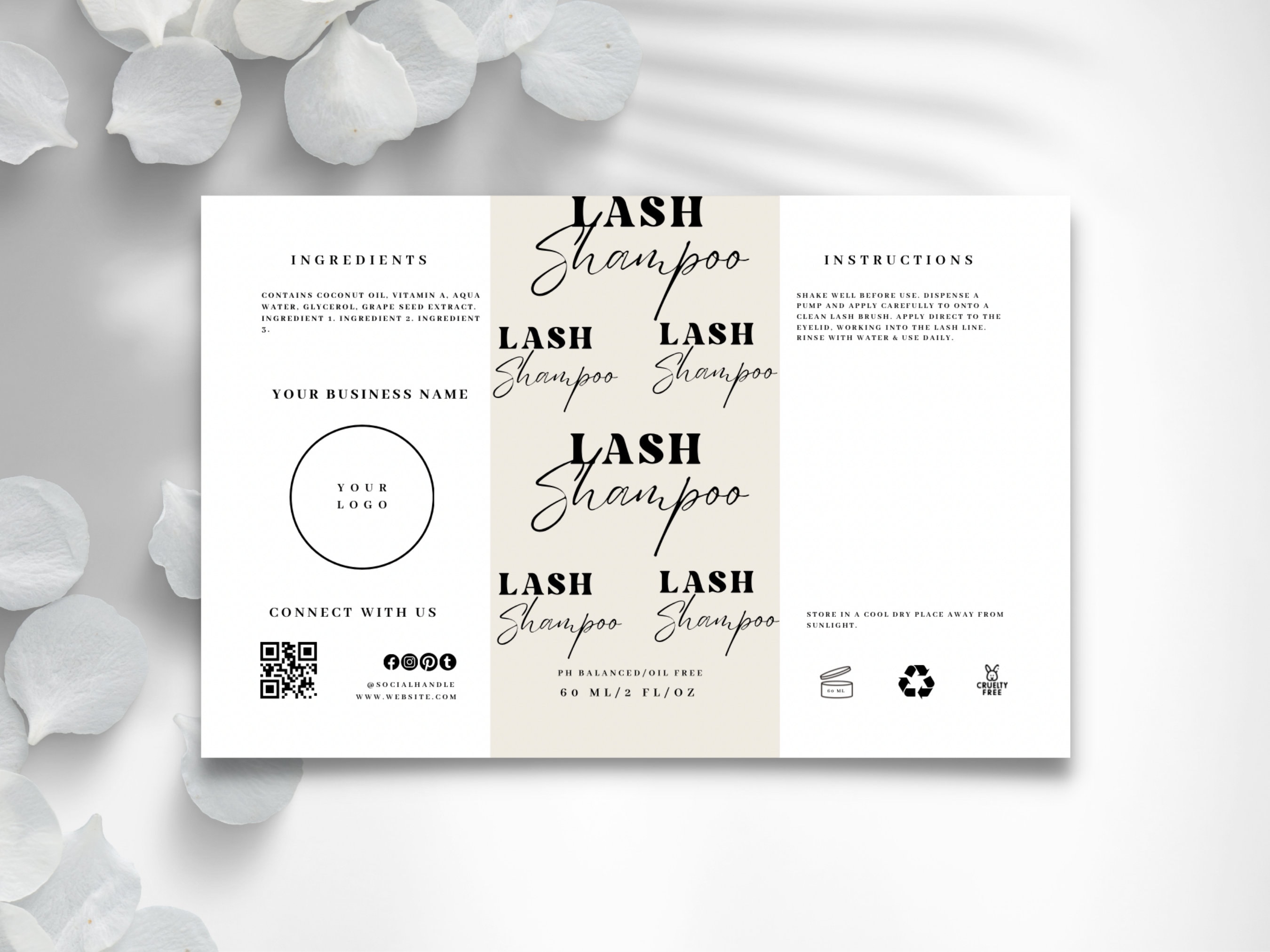 DIY Lash Shampoo Label Template: Editable Wrapper Sticker (digital ...