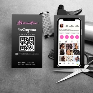 Nail business card template,Instagram Business card,  Hair business card, QR Code Business Cards, lash, esthetician, wig, beauty card, BC-IC