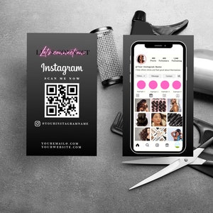 Nagel Visitenkarten Vorlage, Instagram Visitenkarte, Haar Visitenkarte, QR Code Visitenkarten, Wimpern, Kosmetikerin, Perücke, Beauty Card, BC-IC