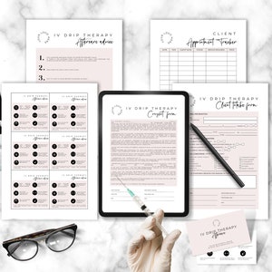 IV Therapy Forms Template: Consent, Aftercare, Tracker (Canva Editable, Digital Download)