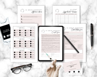 IV Therapy Forms Template: Consent, Aftercare, Tracker (Canva Editable, Digital Download)
