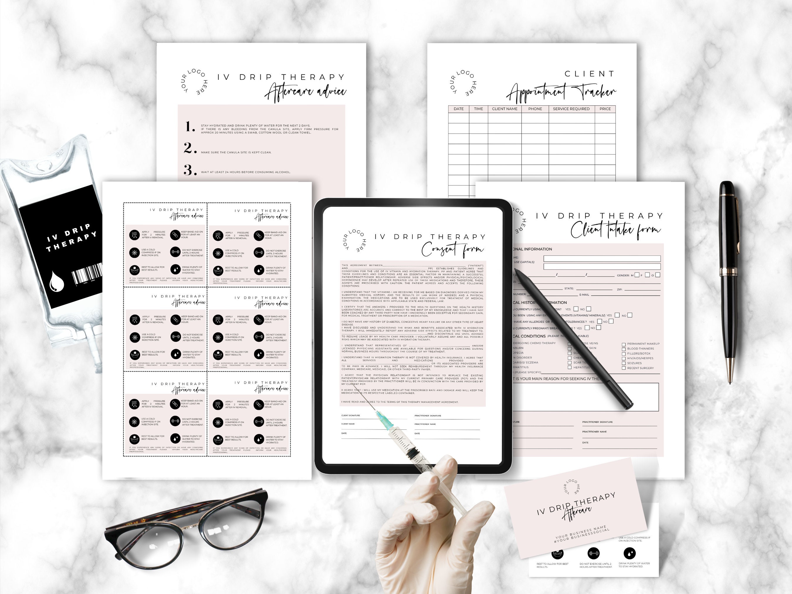 IV Therapy Forms Template: Consent, Aftercare, Tracker (canva Editable ...