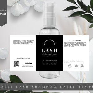 DIY Lash Shampoo Label Template: Editable Wrapper Sticker (Digital Download)