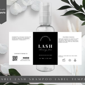 DIY Lash shampoo template, lash bath label, eye lash cleanser template, wrapper sticker, LS-BW