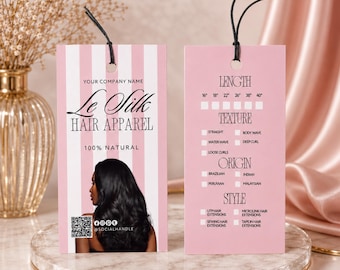 Hair bundle extension tag, Canva template