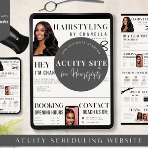 Cream & Black Acuity Scheduling Template: Hairstylist Website Banners (Canva, Digital Download)