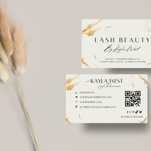 White and Gold Beauty Business Card Template: Lash Card (Canva Editable) image 4