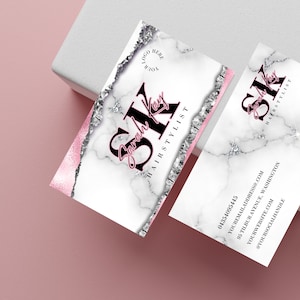 Haar-Visitenkarten-Vorlage, bearbeitbare Visitenkarten-Designvorlage, QR-Code-Visitenkarten, Beauty-Karte, Wimpern, Kosmetikerin, Nageltechnik, HS-PW