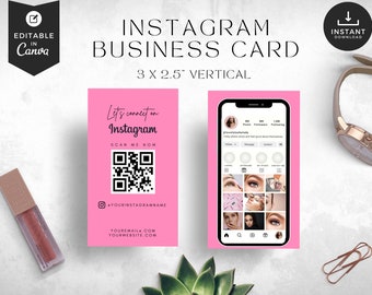 Instagram Business Card Template: QR Code, Beauty Salon (Digital Download)