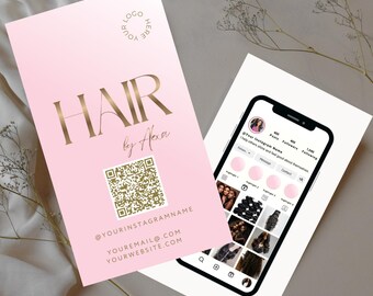 Hair Beauty Instagram Business Card Template, QR Code, WB-PGW