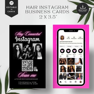 Haar Visitenkarten qr Code, Instagram Visitenkarte, Lash Tech, editierbare Hair Stylist