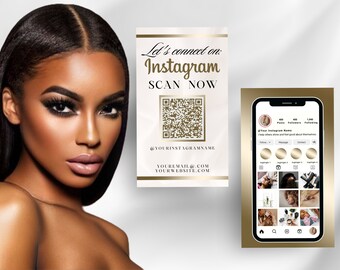 QR Code Business Card Template: Lash, Hair, Beauty (Canva Editable, Digital Download)