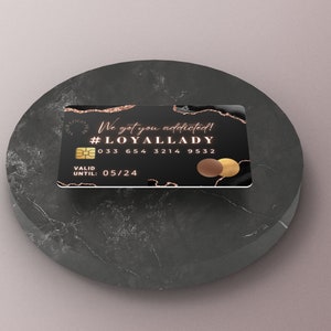 Business loyalty card, Loyalty card with QR Code, Esthetician,lash tech,hair stylist, nails,black, rose gold,credit card, BB-BAG image 2