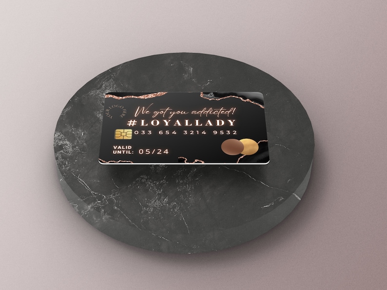 Business loyalty card, Loyalty card with QR Code, Esthetician,lash tech,hair stylist, nails,black, rose gold,credit card, BB-BAG image 2