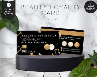 Business loyalty card, beauty business card, girl boss loyalty card, Esthetician, lash tech, hair stylist, nails, black and gold,credit card