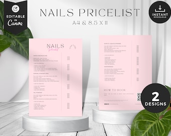 Pink Nails Pricelist Template: Salon Beauty Menu (Editable Canva)