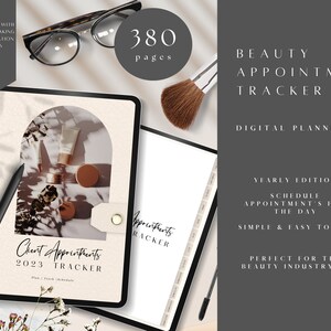 Beauty Client Appointment Digital Planner: Neutral Minimal Tracker (PDF)