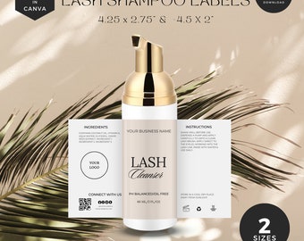 Lash Shampoo Etiketten Vorlage: Beige Minimal Design (Digital Label)