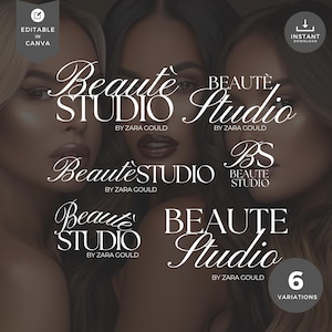 Beauty salon logo bundle, DIY, Luxury Logo Design,Classy minimal, Hair bundles, Lash,Nails, Canva Editable logo, Logo template,BS-PSBW