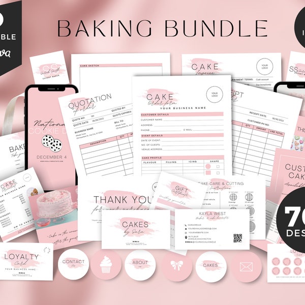 Bakkerij branding kit, Cake Business Bundle, Cake prijslijst, Bakery Business Forms Bundle, Bakfactuur, Cake Bestelformulier, Cake instagram posts