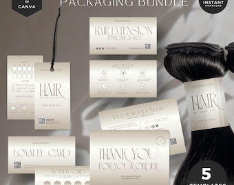 Hair Extension Business Branding Kit: Bundle Wrap, Tags, Loyalty Card (Digital Download)