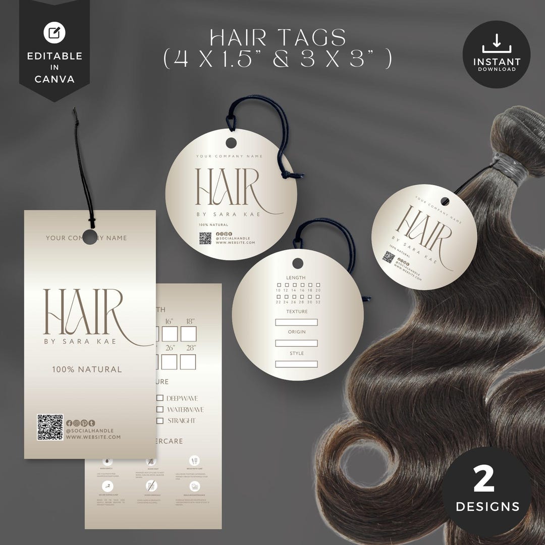DIY Hair Extension Tag Template, Circle Swing Tag (digital Download) - Etsy