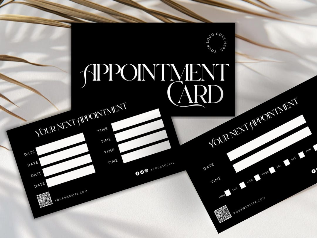 Minimalist Appointment Reminder Card Template: Black and White (edit in ...