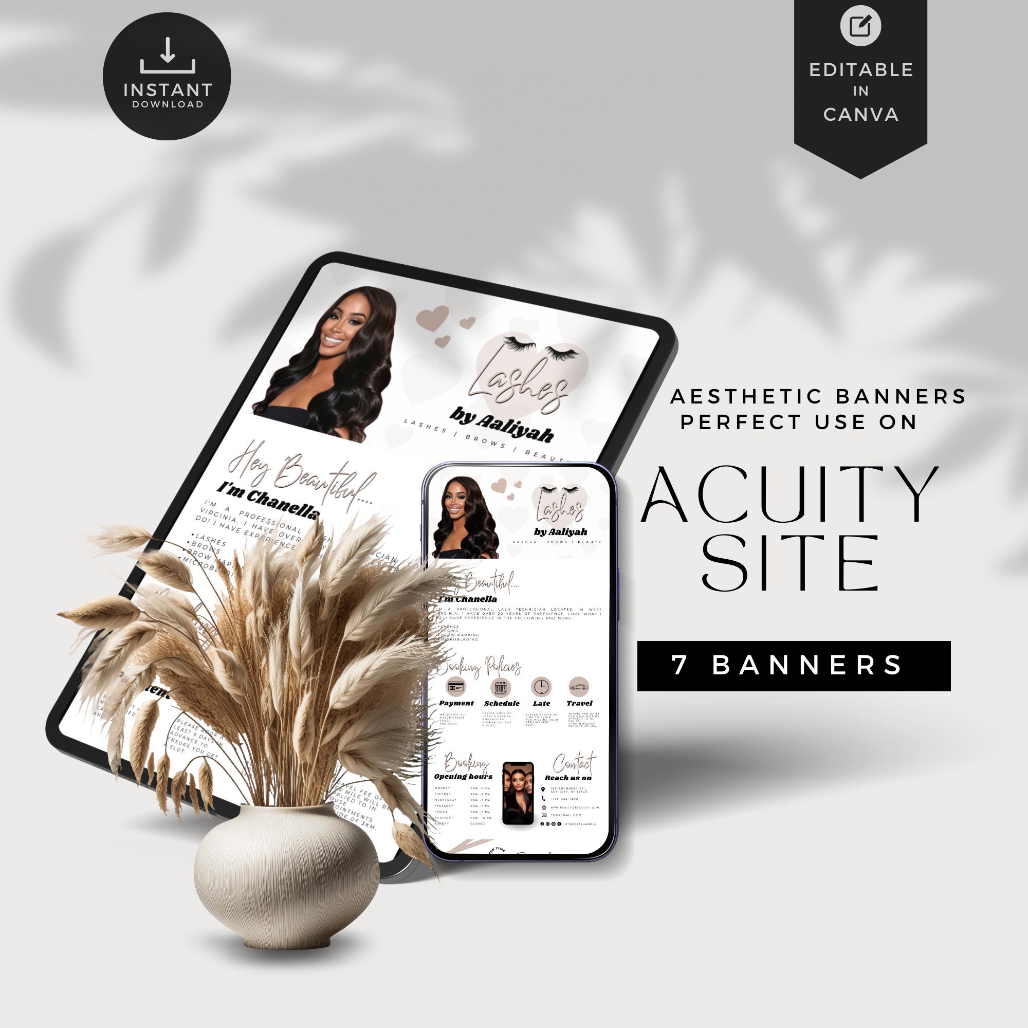 Banner del sito Acuity: modello di sito web per la tecnologia delle ciglia (modifica in Canva)