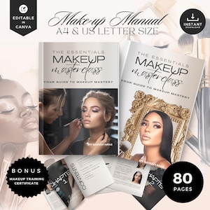 Makeup Artist,Mua Training Manual,Makeup Manual,Makeup Workbook,Mua Course,Mua Tutor. Edit In Canva,Makeup certificate, MUM-NW