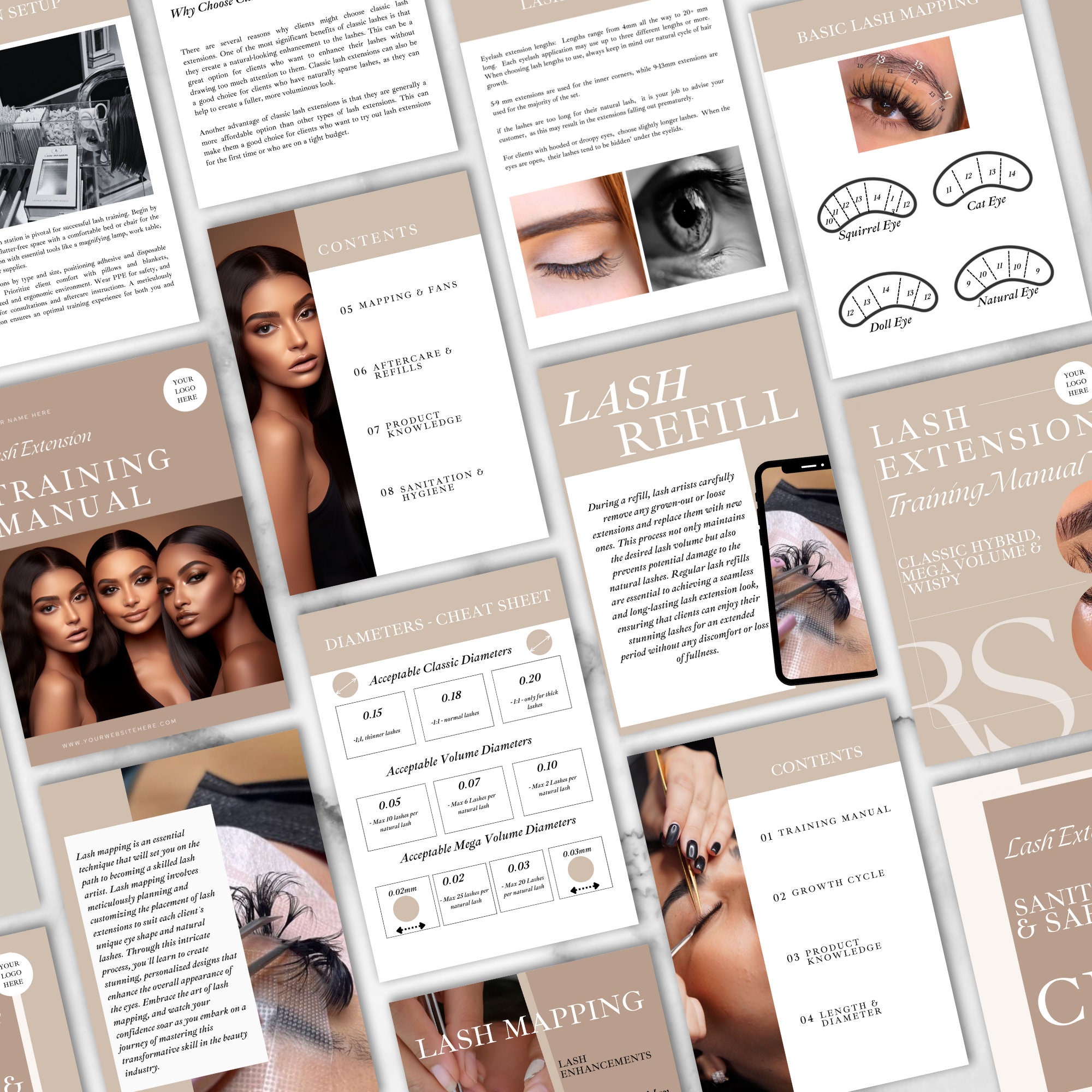 Lash Extension Training Manual: Editable Canva Template (A4/US Letter ...