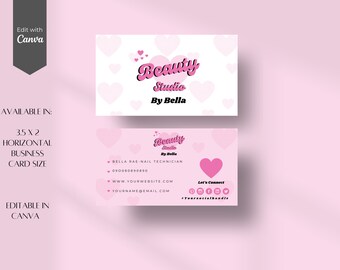 Retro Lash Business Card Template: Pink Beauty Branding (DIY Editable Canva)
