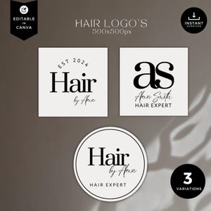 ヘアエクステンションのロゴデザイン、Canvaでカスタマイズ可能なビジネス向けロゴ、WB-W1