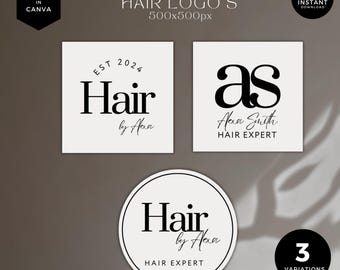 Projekty logo dla firm zajmujących się przedłużaniem włosów. Dostosowywalne logo Canva dla firm, WB-W1