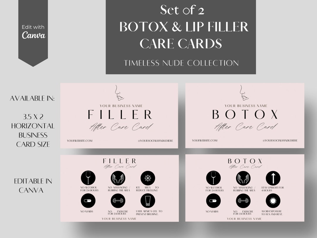 Botox & Filler Aftercare Card Template: Medspa Client Instructions ...