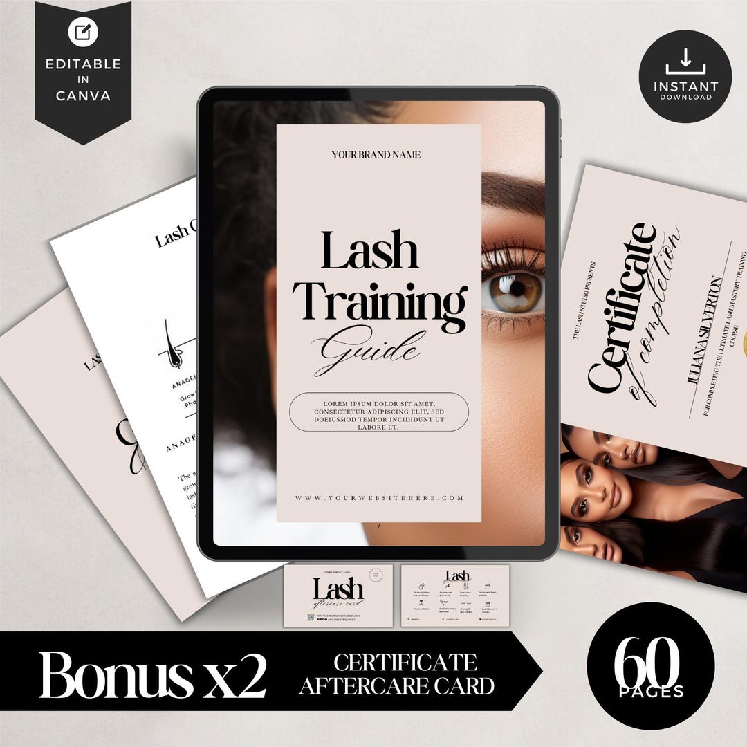Lash Extension Training Manual, Editable Canva Template (digital ...