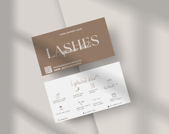 Tarjeta de cuidado posterior de pestañas: Tarjeta de presentación editable para extensiones de pestañas (digital)