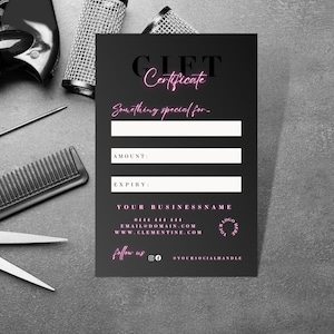 Gift voucher template, Printable voucher, beauty, esthetician, beautician, lash technician, nail tech, Canva template, HS-PN