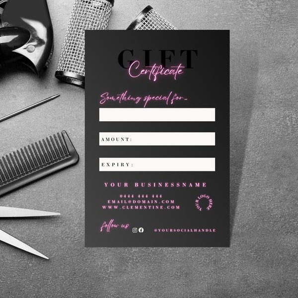 Gift voucher template, Printable voucher, beauty, esthetician, beautician, lash technician, nail tech, Canva template, HS-PN