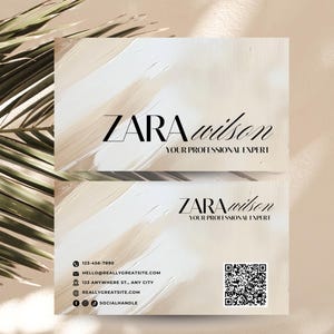 Diy Business Card Template Canva with qr Code,Luxury,Minimalist Design,PMU Business Card,Lash Tech,Hair Stylist,Neutral,beauty,boho,BB-LN
