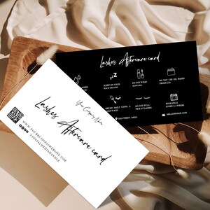 Lash Aftercare card lash business card, Minimal, Lash Care Card, Lash Loyalty Card, Lash Business Card, Editable Lash Extension Card, LAC-BWS