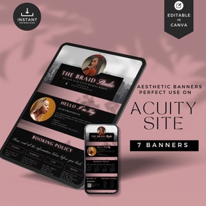 Rose Gold Braids Acuity Template: Lash Tech Scheduling (Canva Edit)