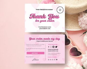 Retro Thank You Card Template: Editable Business Insert (Digital Download)