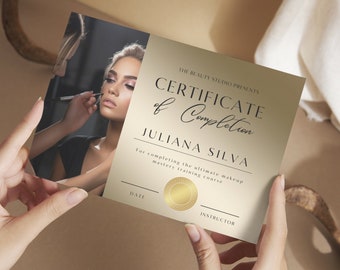 Luxus Gold Zertifikatsvorlage: Makeup & Lash (Canva DIY)