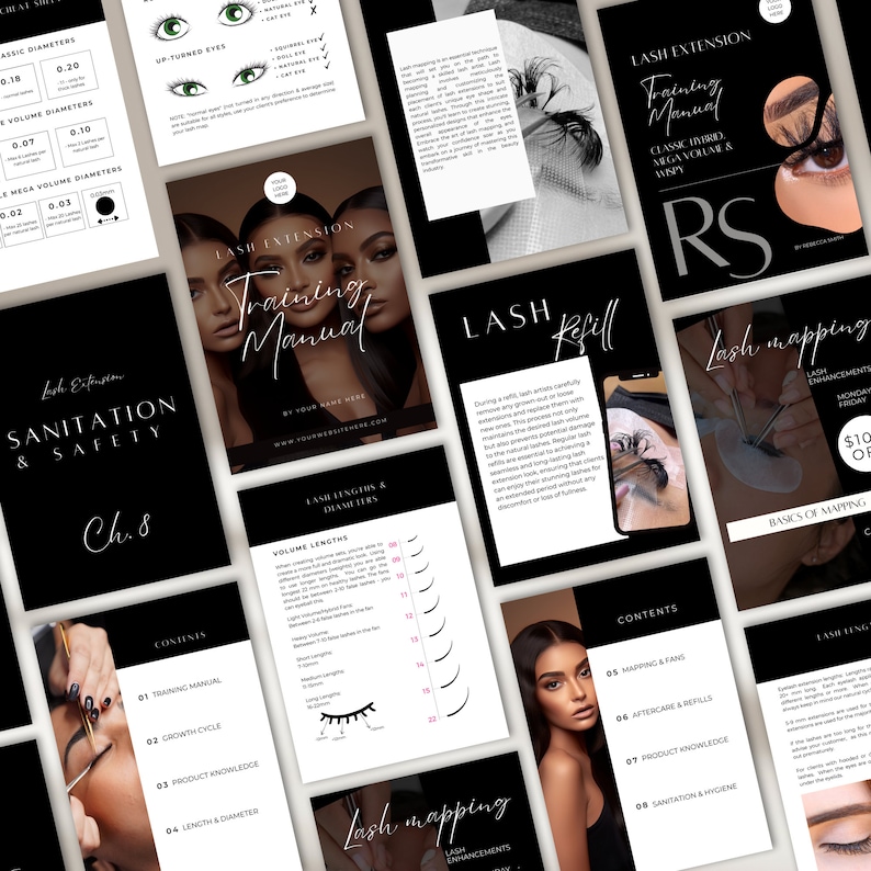 Lash Extension Training Manual: Editable Canva Template (digital ...